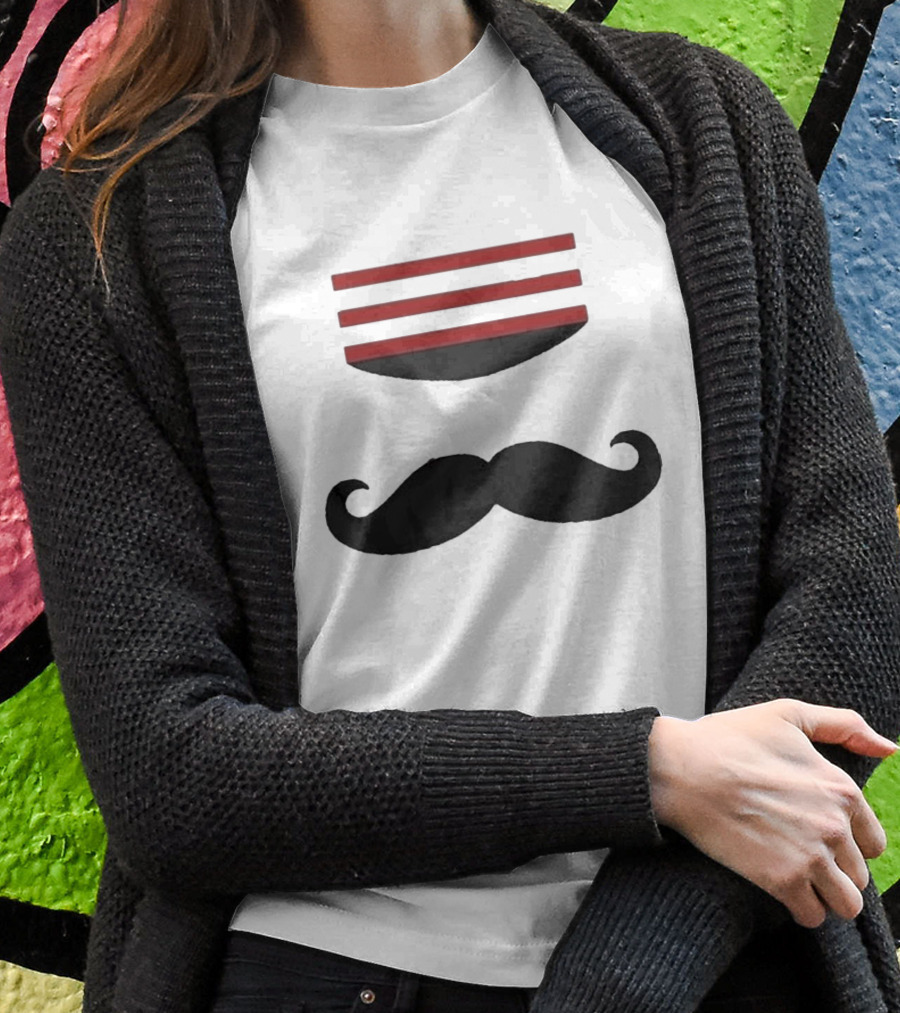 Mr Redleg Mustache Iconic Mustache And Red Stripes T-Shirt