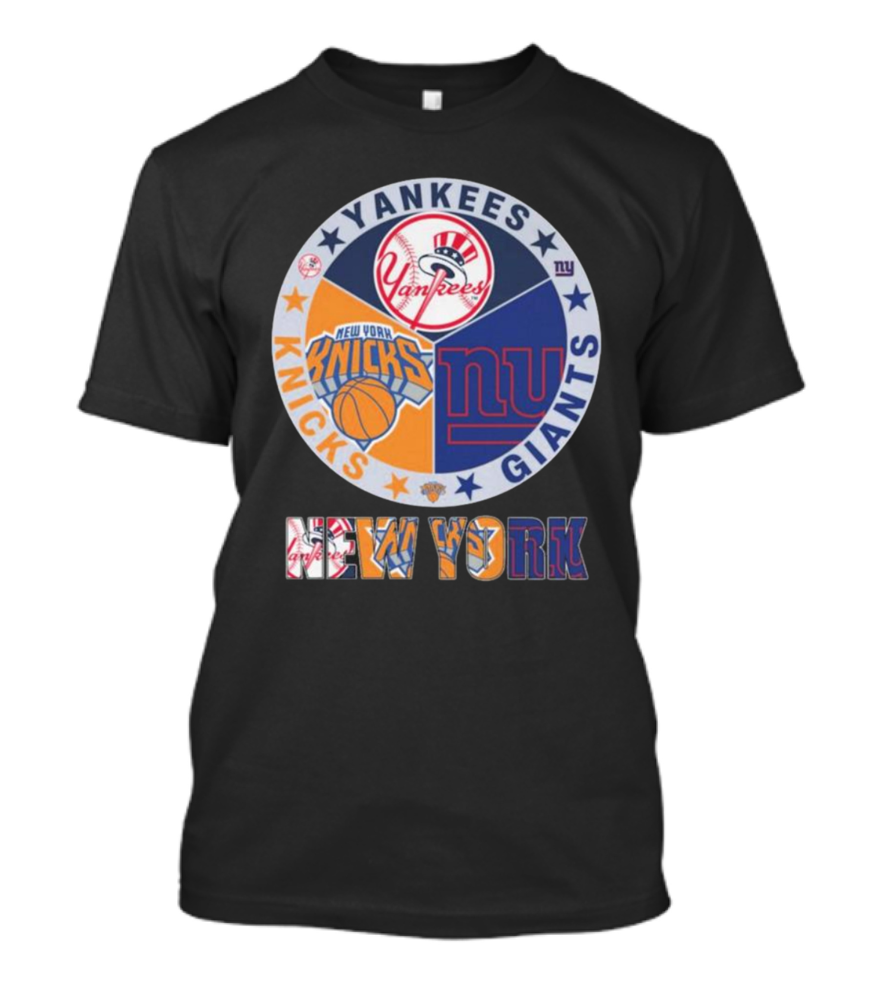 Yankees Knicks Giants New York Sports Logos Basketball Baseball Football T-Shirt