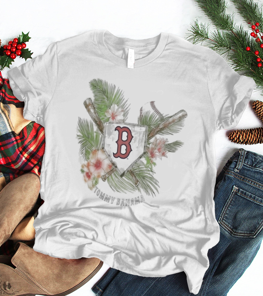 Boston Red Sox Tommy Bahama Island League Tropical Baseball Emblem T-Shirt