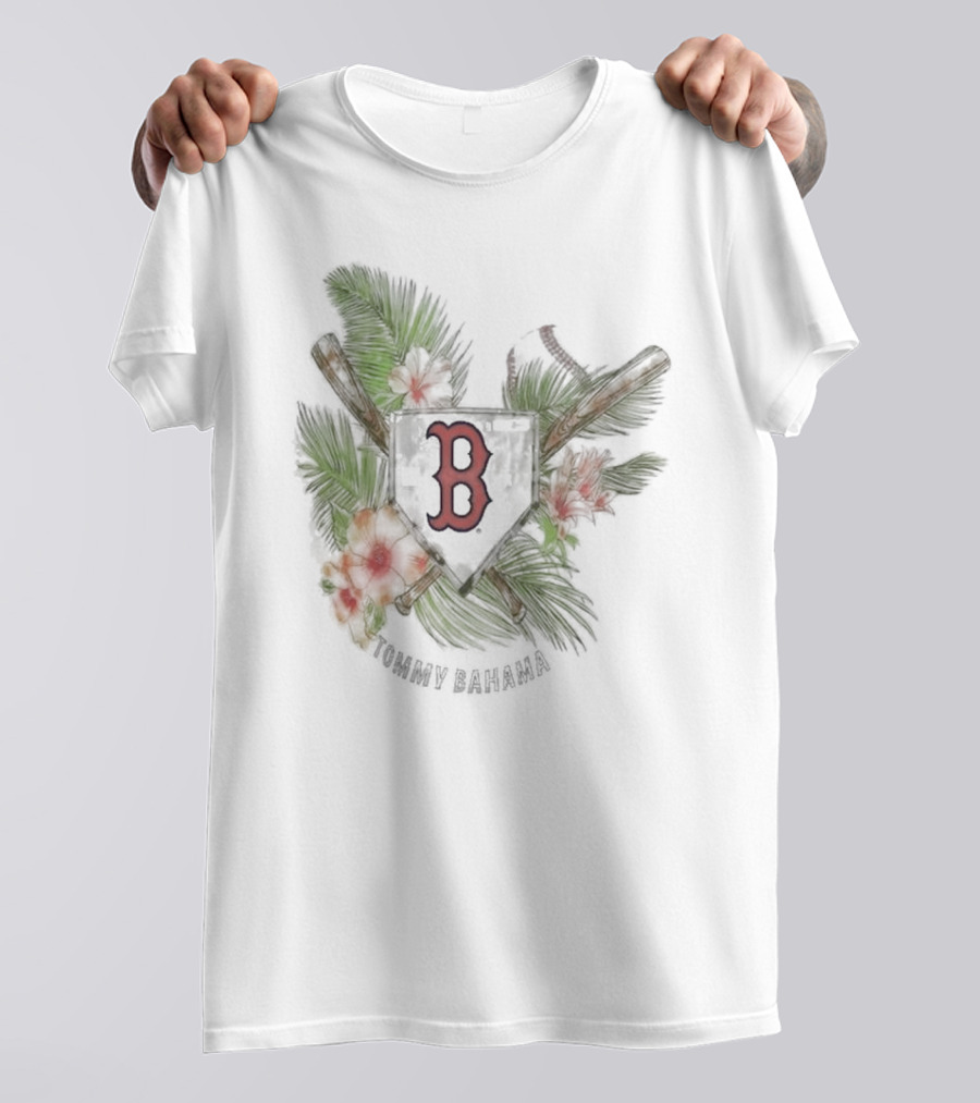 Boston Red Sox Tommy Bahama Island League Tropical Baseball Emblem T-Shirt