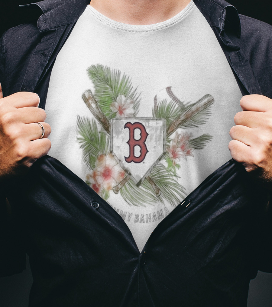 Boston Red Sox Tommy Bahama Island League Tropical Baseball Emblem T-Shirt