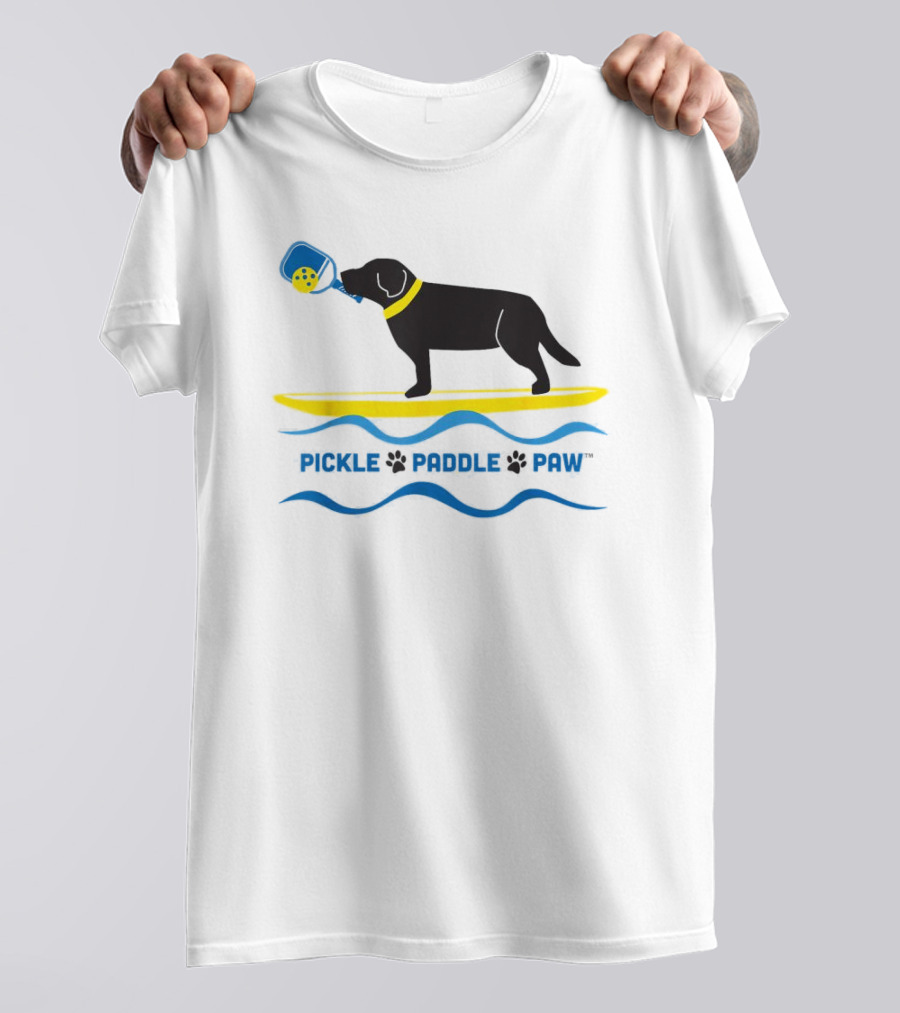Pickle Paddle Paw Dog Surfing With Pickleball Paddle T-Shirt