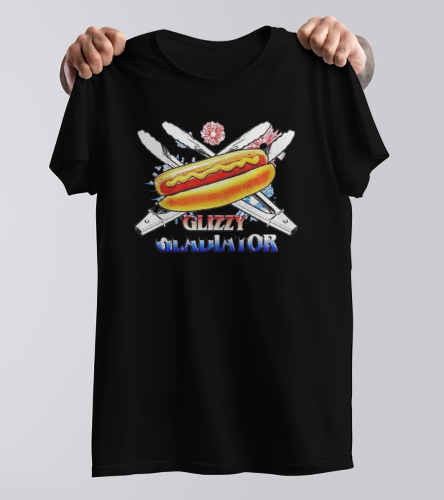 Glizzy Gladiator Hotdog Crossed Swords USA T-Shirt
