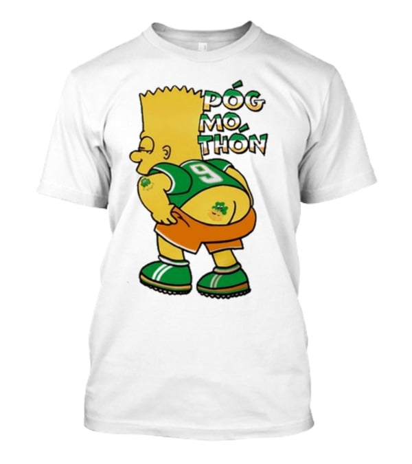 Póg Mo Thón Bart Irish Shamrock Tattoo Football Green Orange 9 T-Shirt