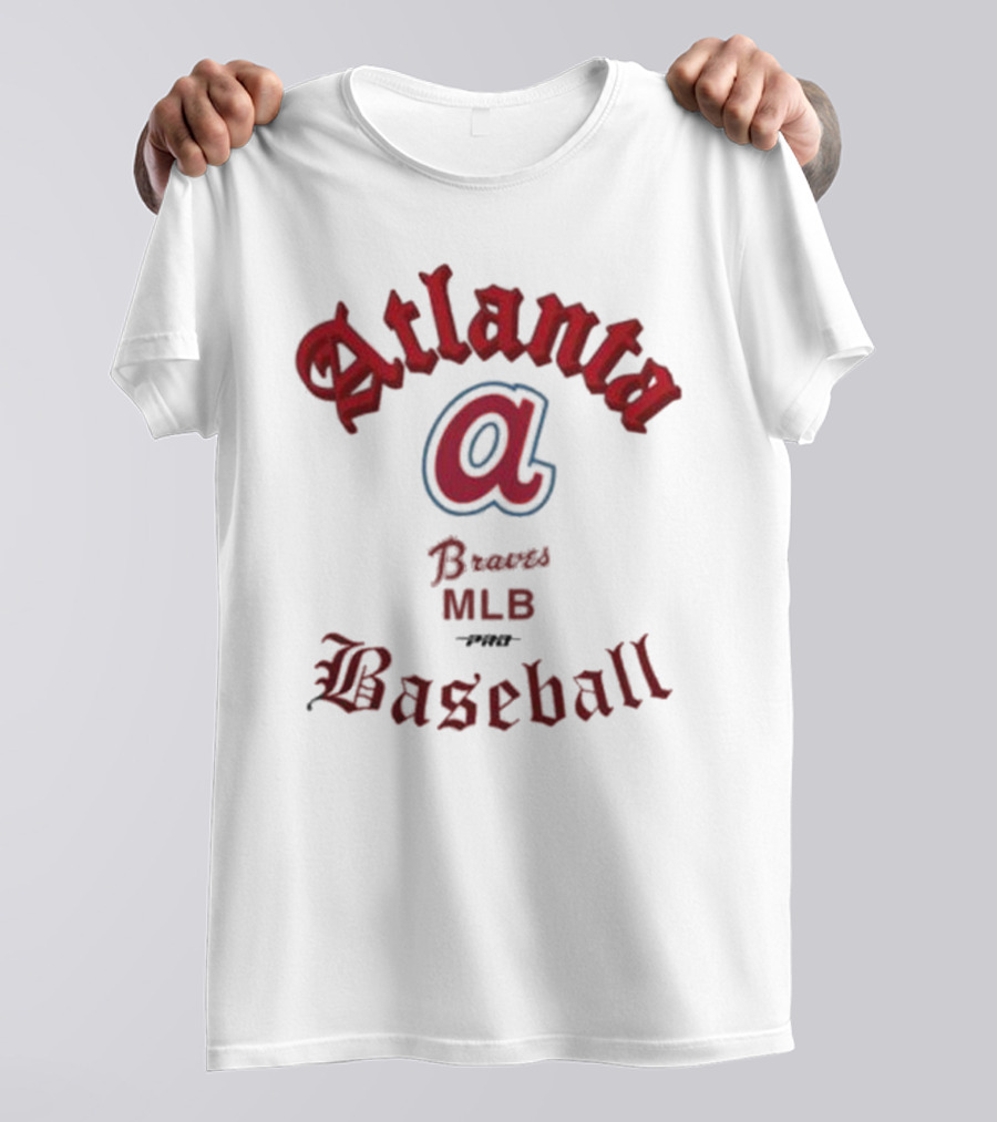 Atlanta Braves MLB Baseball Pro Standard Cream Cooperstown Old English T-Shirt