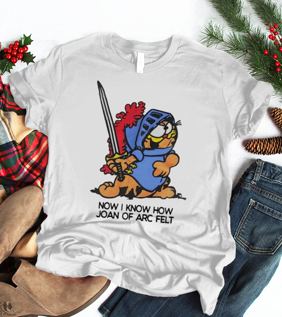 Garfield Dressed As Joan Of Arc With Sword Now I Know How Joan Of Arc Felt T-Shirt