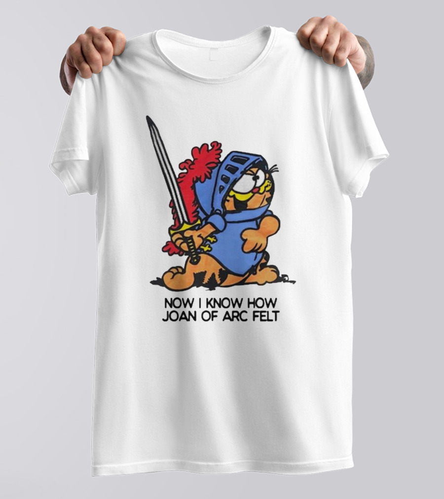 Garfield Dressed As Joan Of Arc With Sword Now I Know How Joan Of Arc Felt T-Shirt