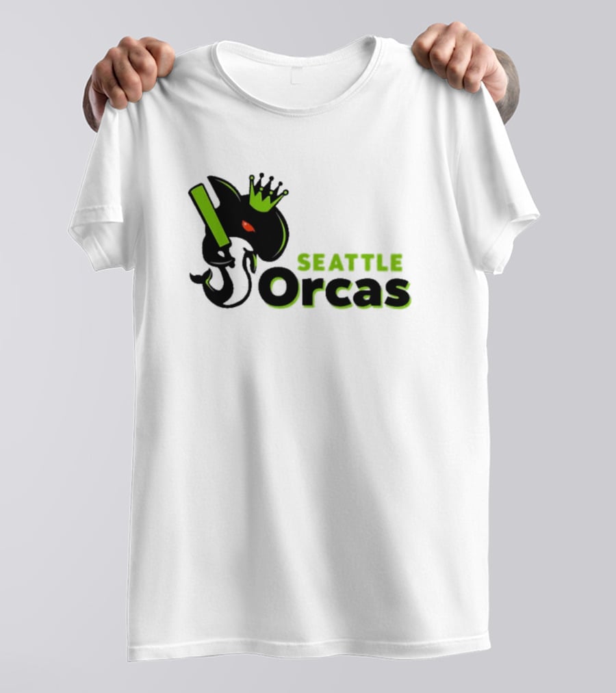SEATTLE ORCAS CROWNED KING BLACK AND NEON GREEN T-Shirt