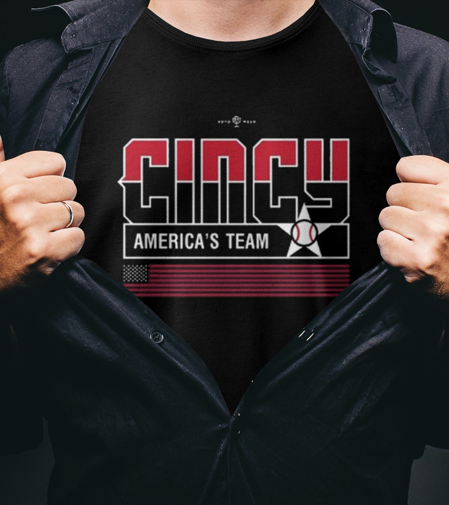 Cincy America's Team Baseball Flag Iconic Phrase T-Shirt