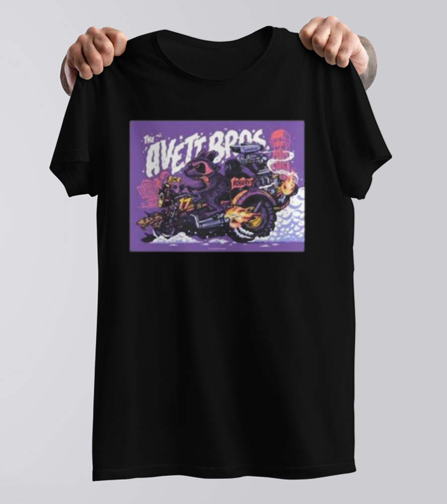 The Avett Bros Raccoon Motorcycle Racing 17 Rockets T-Shirt