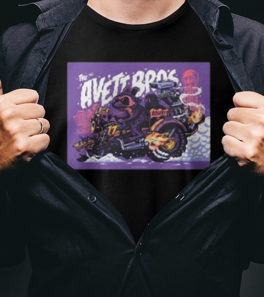 The Avett Bros Raccoon Motorcycle Racing 17 Rockets T-Shirt