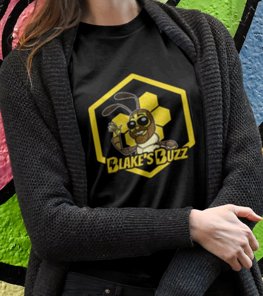 Blake's Buzz Bee Hexagon Logo With Cartoon Character T-Shirt