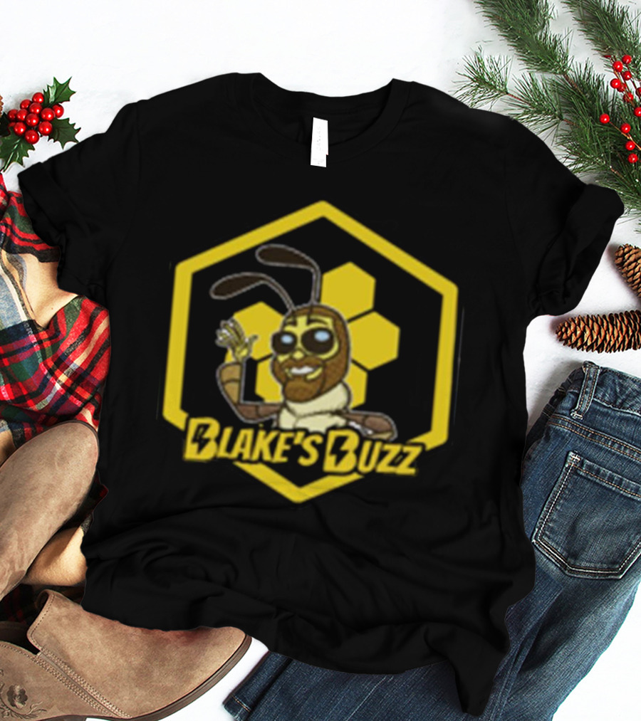 Blake's Buzz Bee Hexagon Logo With Cartoon Character T-Shirt