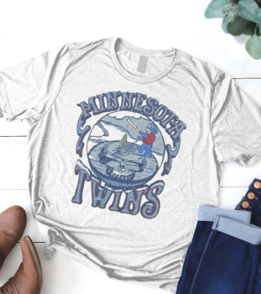 Minnesota Twins Grateful Dead Fishing Skull T-Shirt