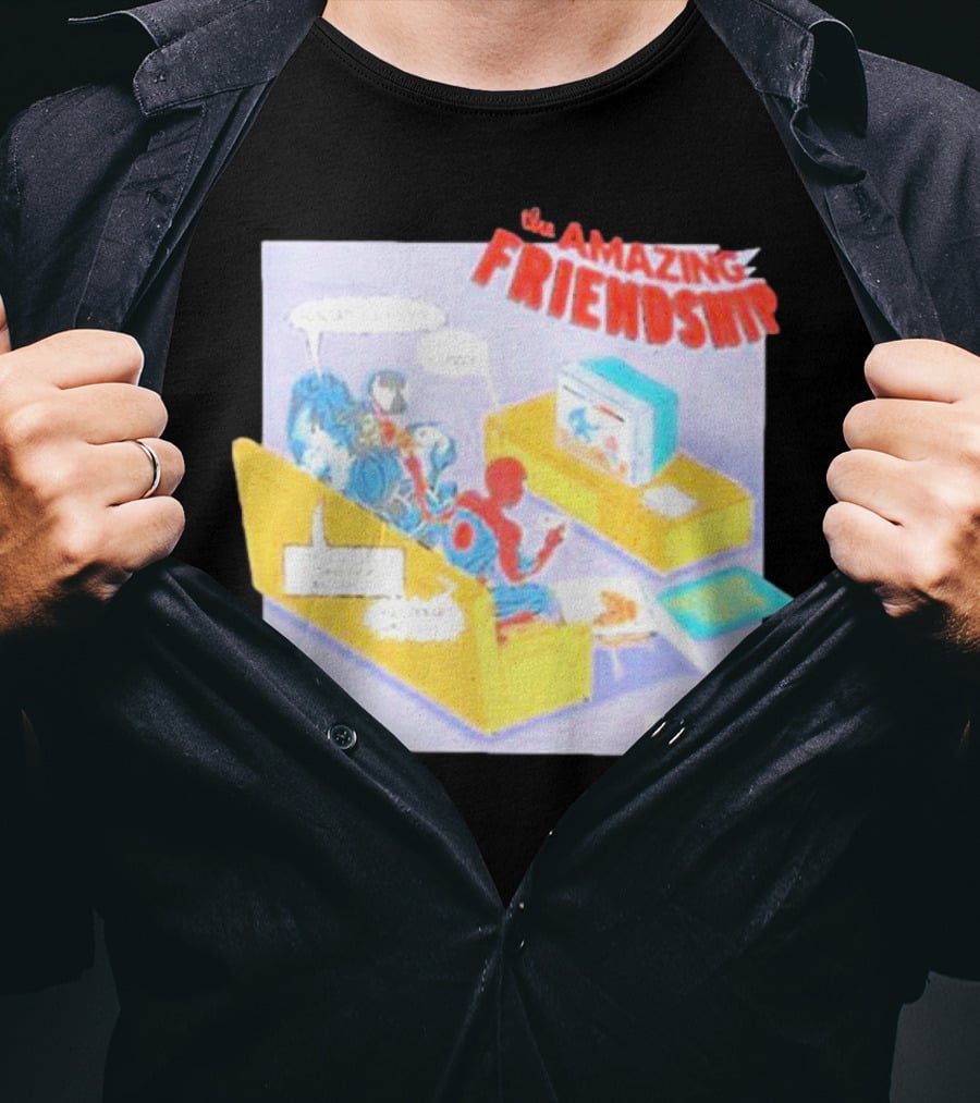 The Amazing Friendship Spiderman Venom Gaming Console Couch Scene T-Shirt