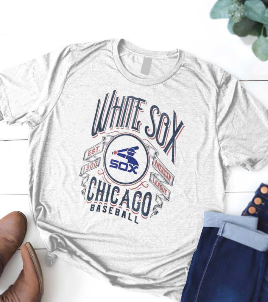 Chicago White Sox Rucker Collection Distressed Rock Est 1900 American League Baseball T-Shirt