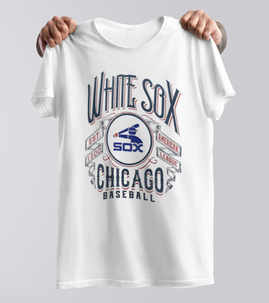 Chicago White Sox Rucker Collection Distressed Rock Est 1900 American League Baseball T-Shirt