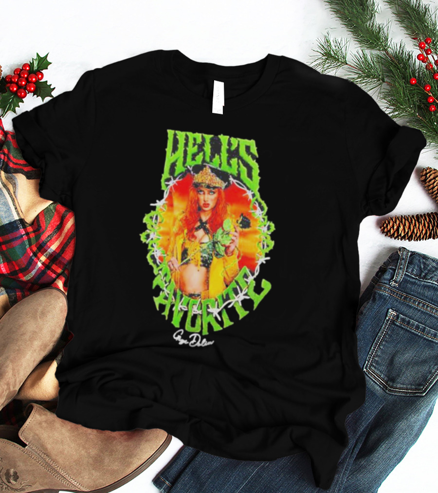 Hell's Favorite Gigi Dolin Barbed Wire Crown And Green Flames T-Shirt