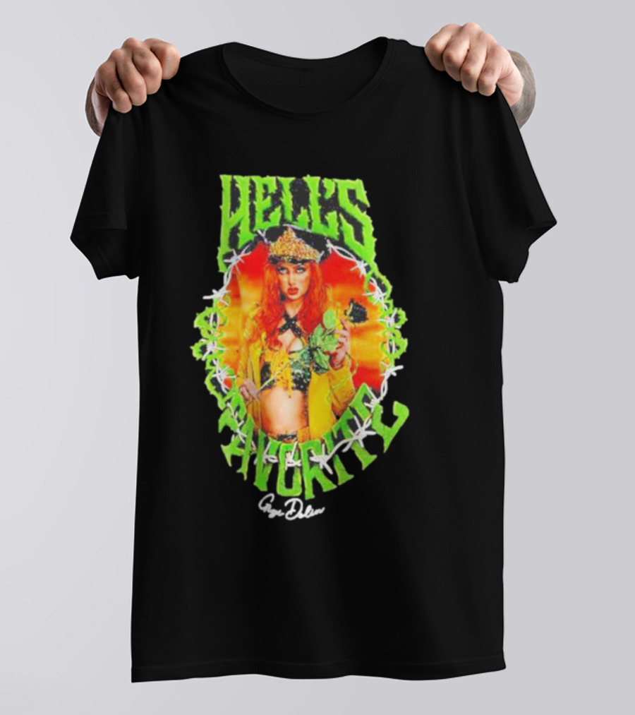 Hell's Favorite Gigi Dolin Barbed Wire Crown And Green Flames T-Shirt