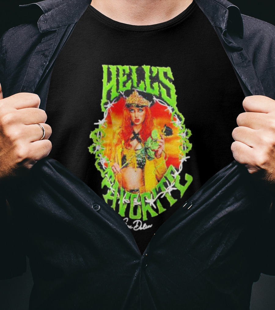 Hell's Favorite Gigi Dolin Barbed Wire Crown And Green Flames T-Shirt