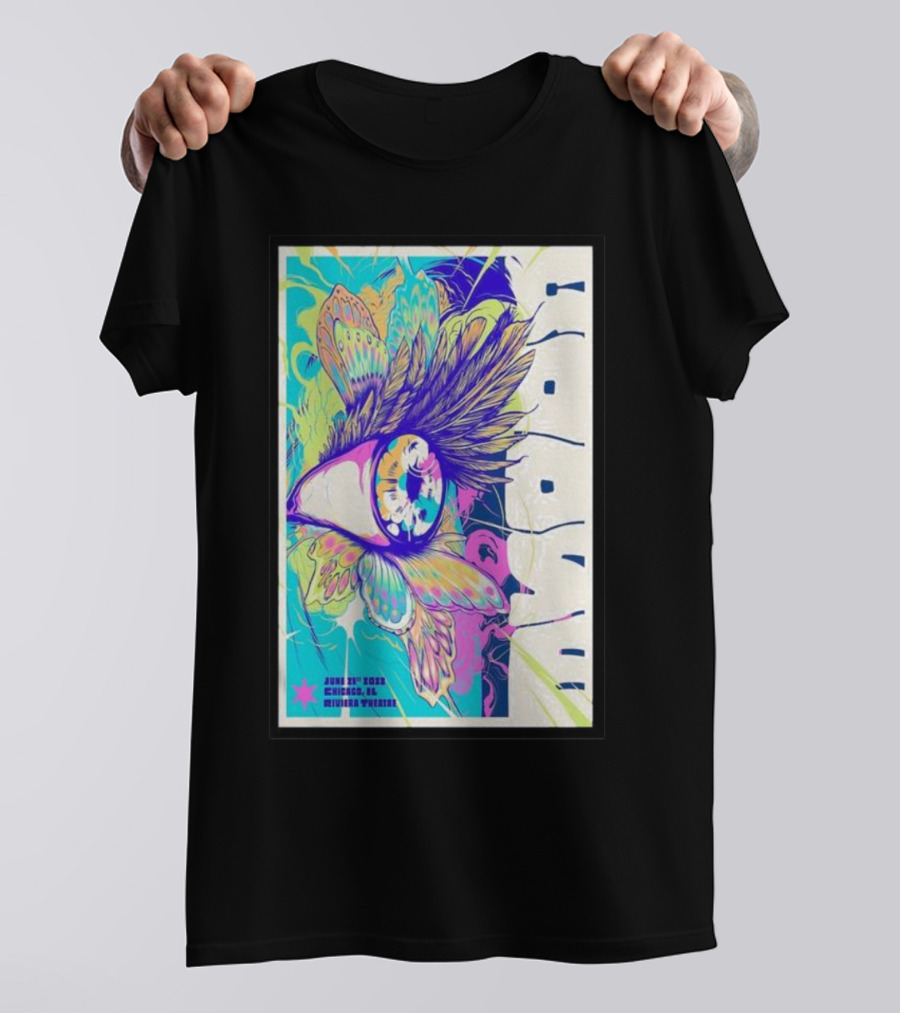 Goose June 21 Chicago Riviera Theatre Psychedelic Feather T-Shirt
