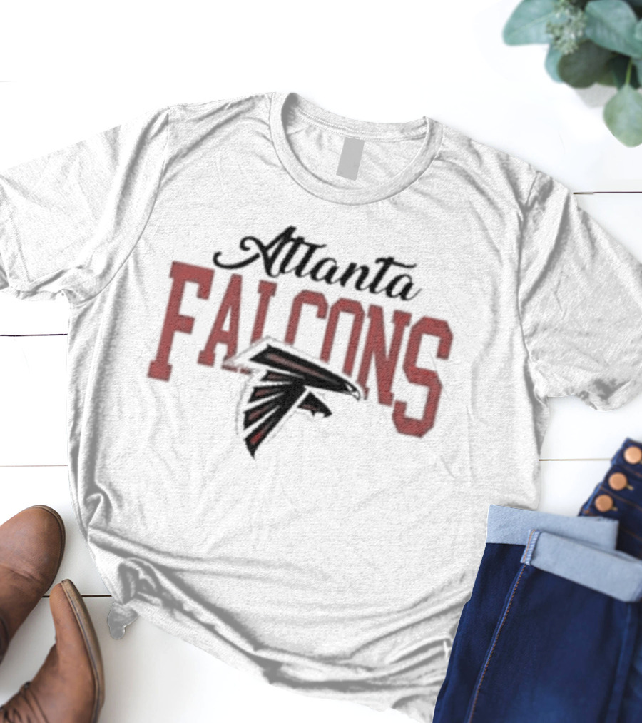 Atlanta Falcons Red Text With Iconic Falcon Emblem T-Shirt
