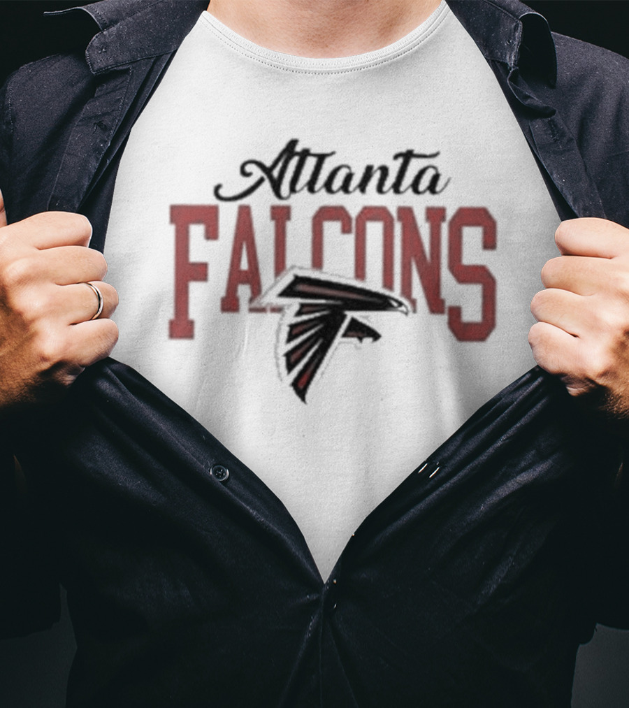 Atlanta Falcons Red Text With Iconic Falcon Emblem T-Shirt