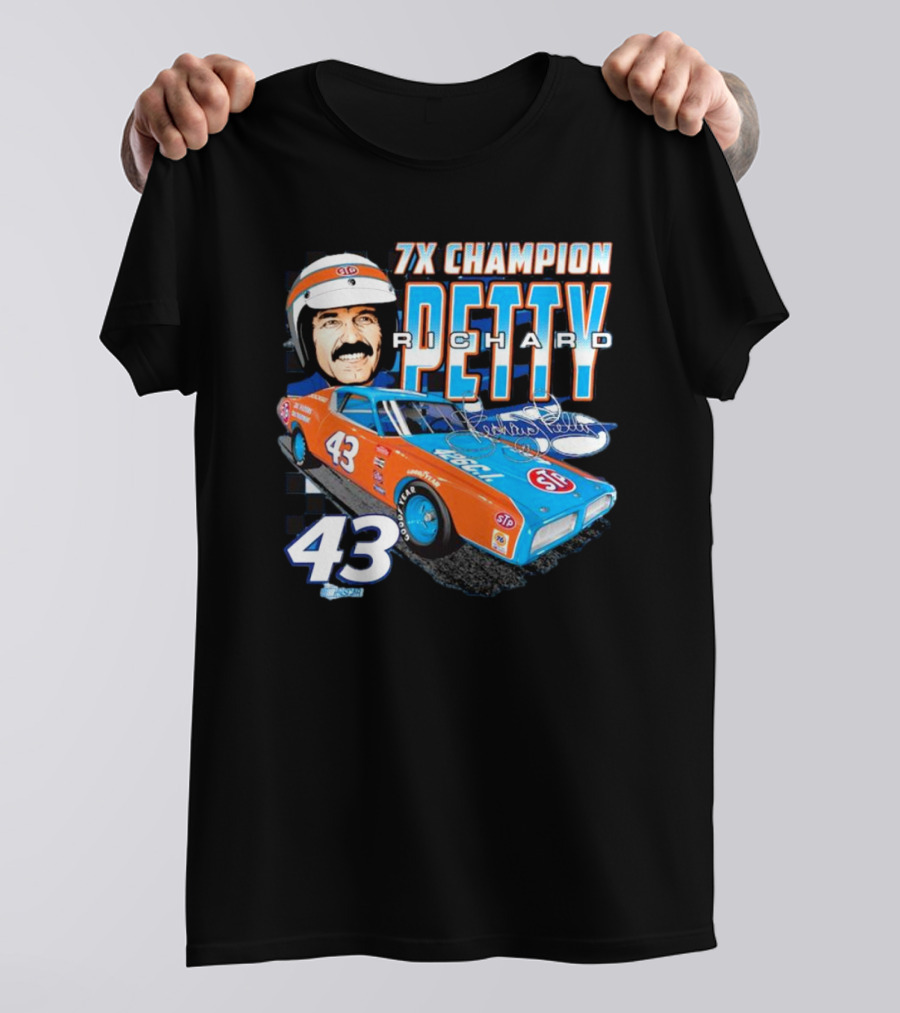 7X Champion Richard Petty Number 43 Car Racing LEGACY Motor Club Team Collection T-Shirt