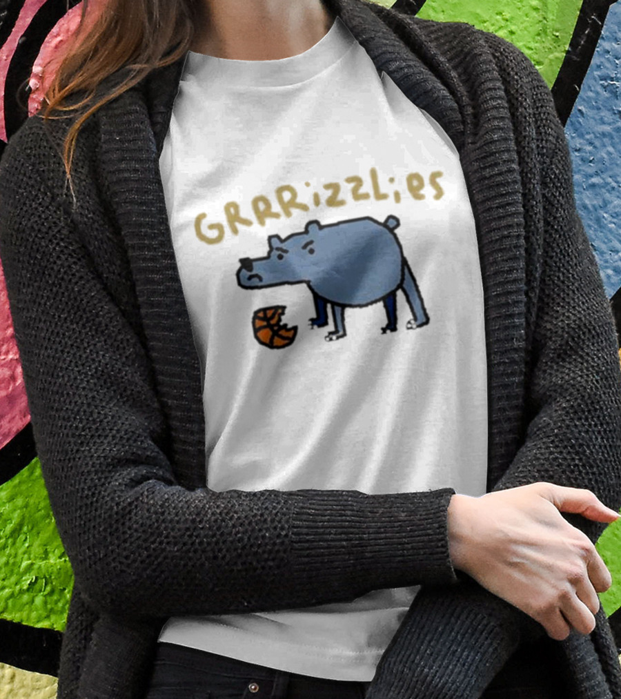 GRRRizzlies Cartoon Bear With Basketball T-Shirt