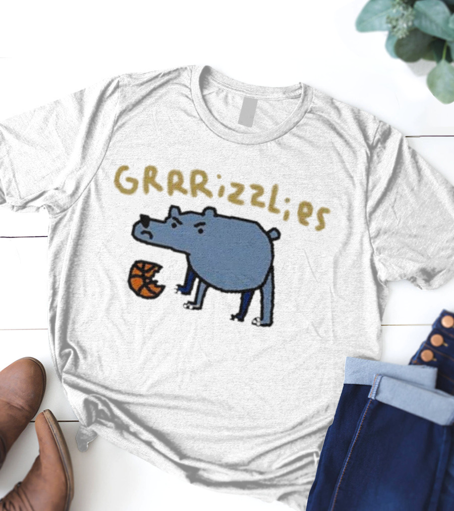 GRRRizzlies Cartoon Bear With Basketball T-Shirt