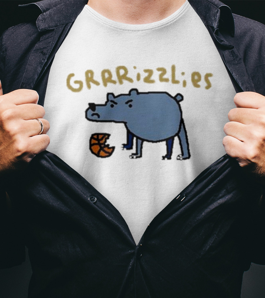 GRRRizzlies Cartoon Bear With Basketball T-Shirt