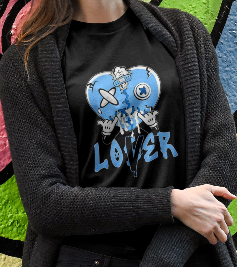 Racer Blue 5s Lover Heart With Loss And Repair Symbolism T-Shirt