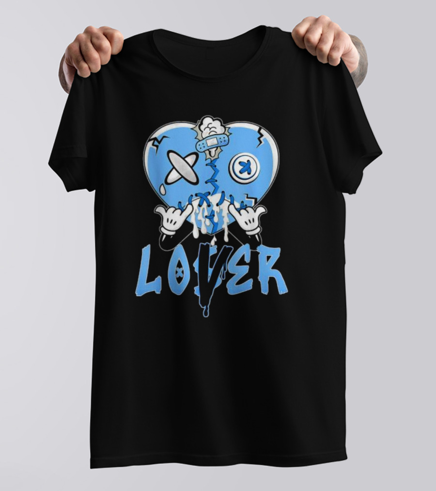 Racer Blue 5s Lover Heart With Loss And Repair Symbolism T-Shirt