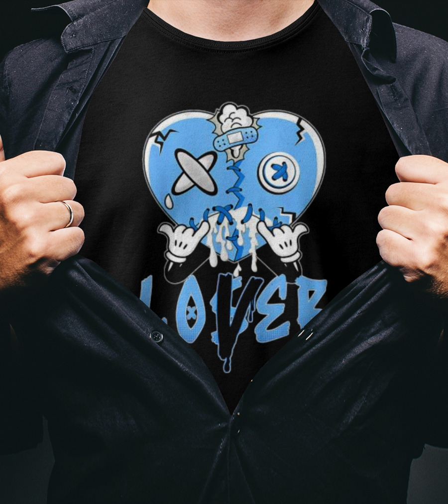 Racer Blue 5s Lover Heart With Loss And Repair Symbolism T-Shirt