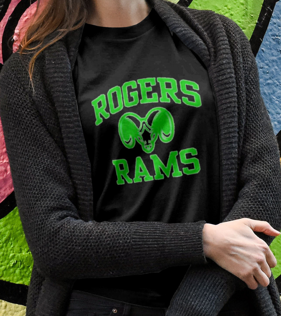 Rogers Rams Green Neon Ram Head Emblem T-Shirt