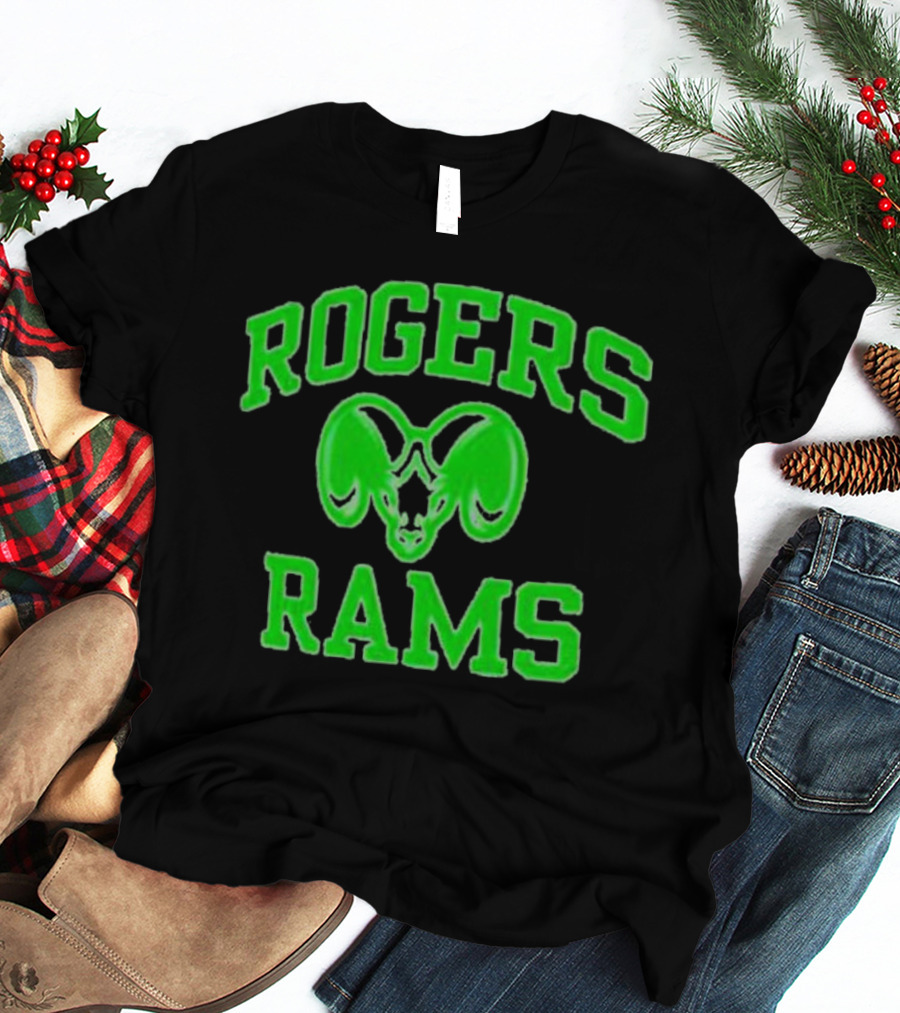 Rogers Rams Green Neon Ram Head Emblem T-Shirt