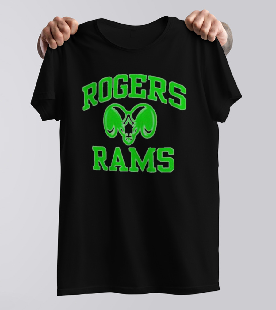 Rogers Rams Green Neon Ram Head Emblem T-Shirt