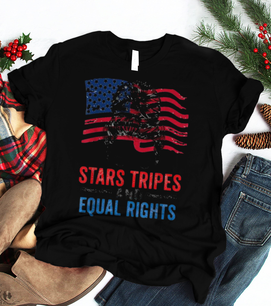 Stars Stripes And Equal Rights Messy Bun American Flag T-Shirt