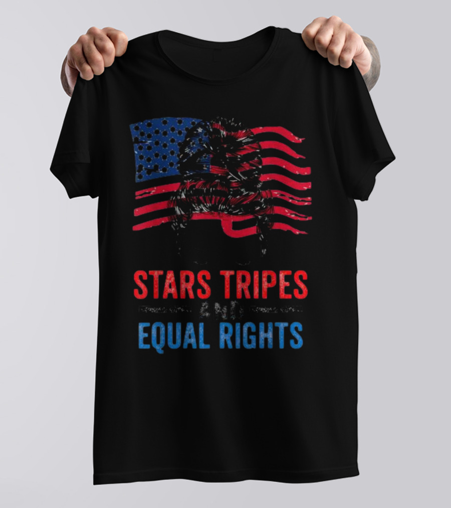 Stars Stripes And Equal Rights Messy Bun American Flag T-Shirt