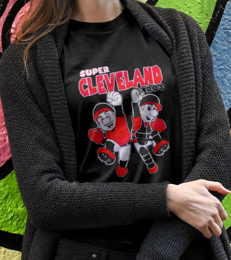 Super Cleveland Bros Red And Black Cartoon Characters T-Shirt