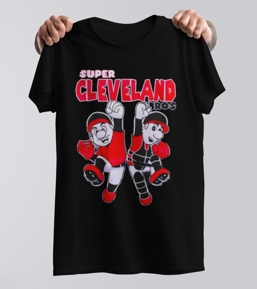Super Cleveland Bros Red And Black Cartoon Characters T-Shirt