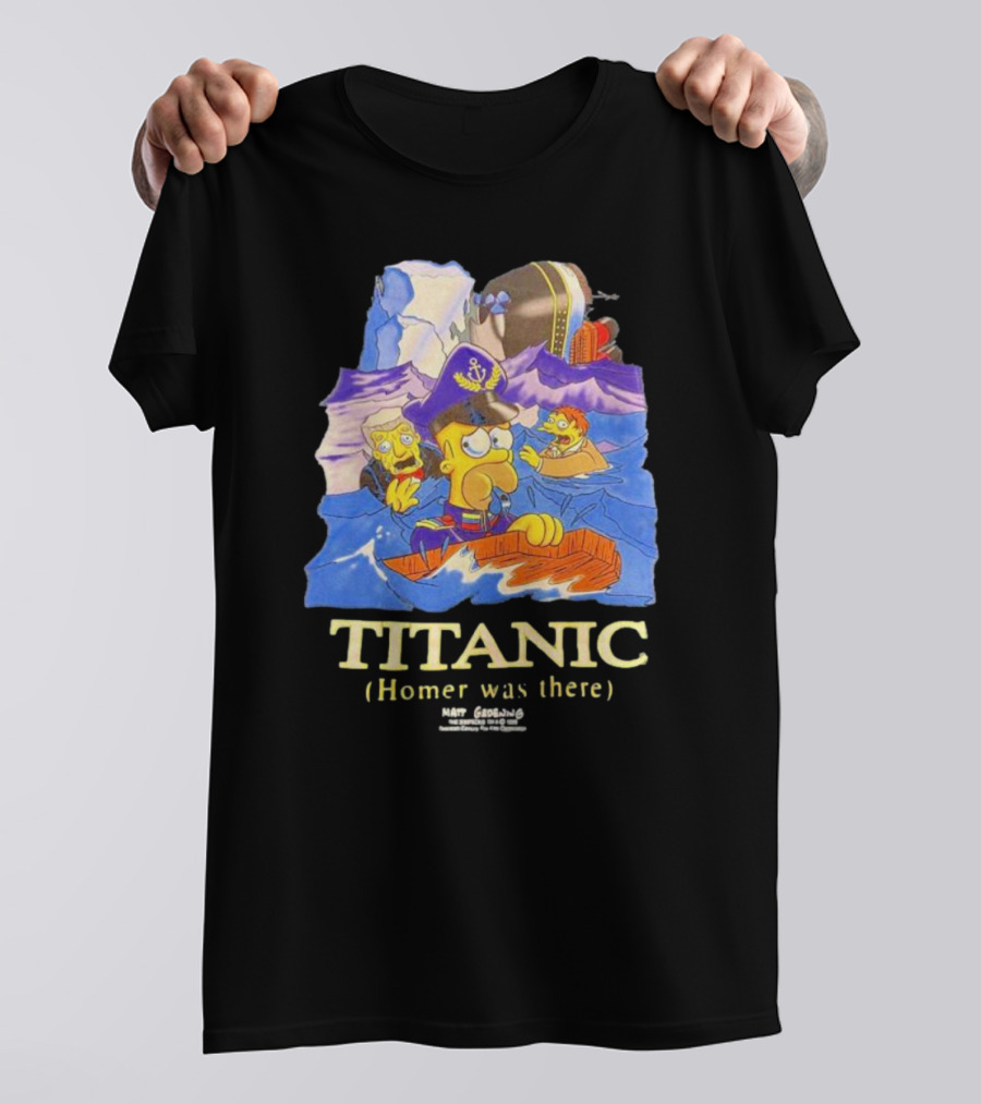 The Simpsons Titanic Homer Was There Matt Groening Ocean Scene T-Shirt