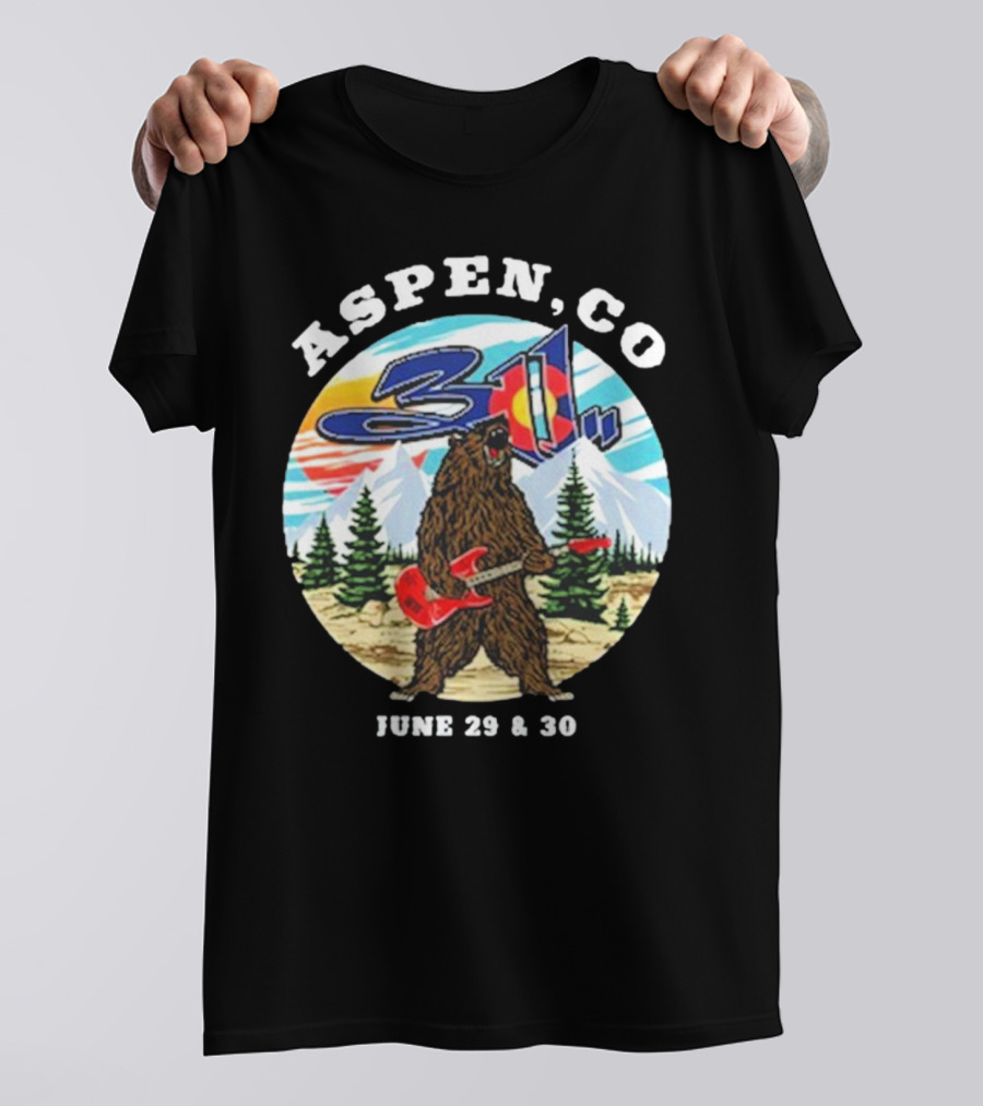 Aspen CO 311 Bear With Guitar June 29 And 30 T-Shirt