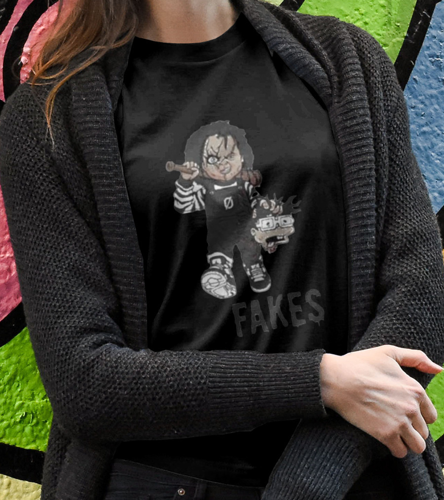 Chucky Doll With Baseball Bat 'Fakes' Rugrats Reference T-Shirt