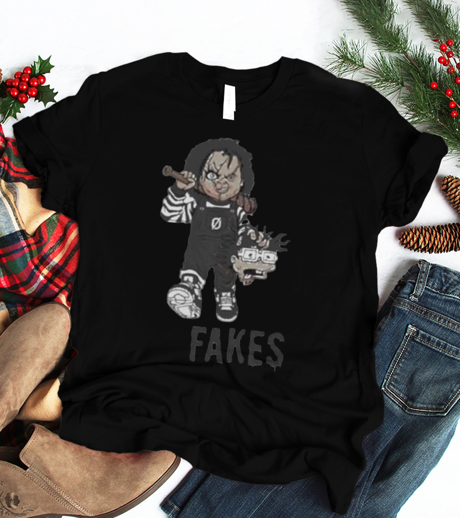 Chucky Doll With Baseball Bat 'Fakes' Rugrats Reference T-Shirt
