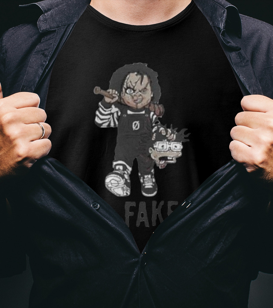 Chucky Doll With Baseball Bat 'Fakes' Rugrats Reference T-Shirt
