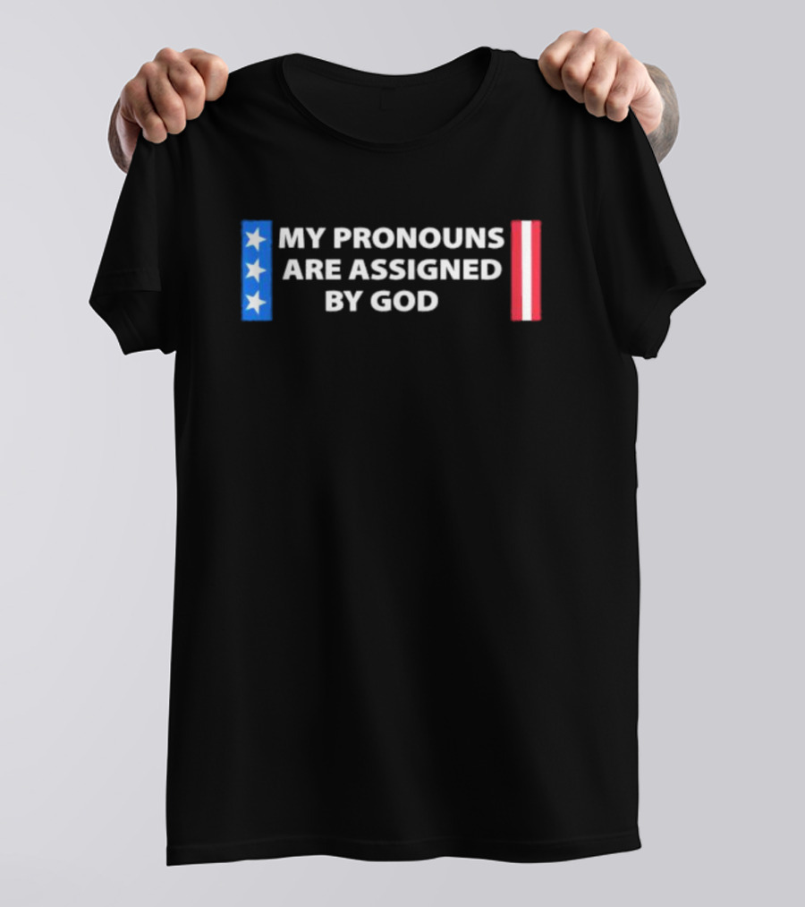 My Pronouns Are Assigned By God American Flag Colors Stars Stripes T-Shirt