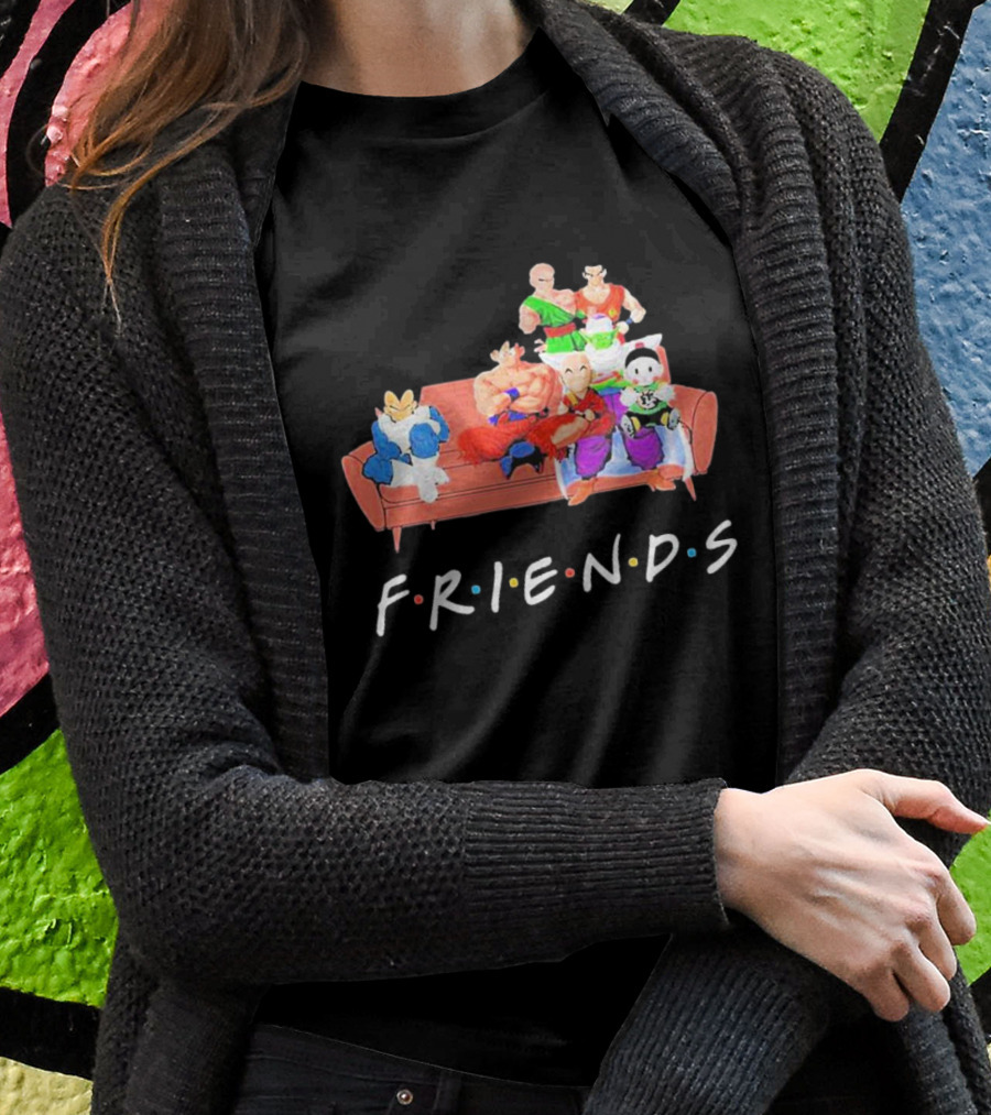 FRIENDS Son Goku Dragon Ball Characters Sitting Together T-Shirt