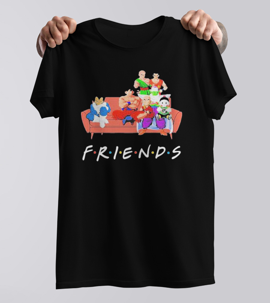 FRIENDS Son Goku Dragon Ball Characters Sitting Together T-Shirt