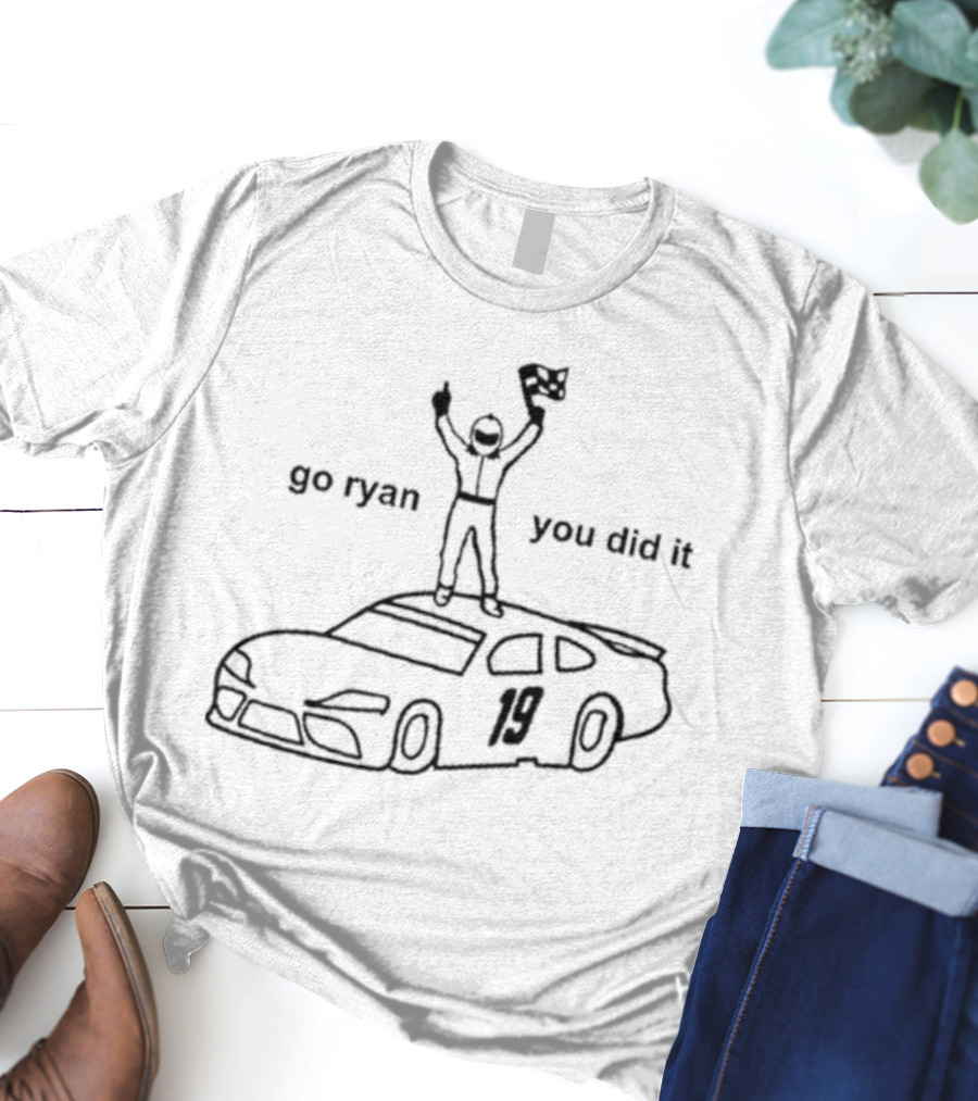 Go Ryan You Did It Racing Car 19 Checkered Flag Victory T-Shirt